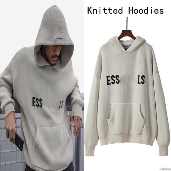 

designer essentialhoodie knitted sweater for men and women fashion streetwear pullover swearshirts essentail loose hoodie long sleeve sweate, Black