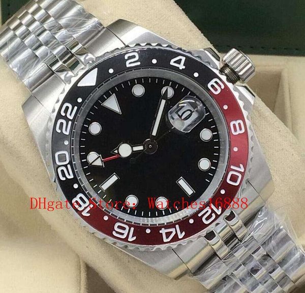

2 style 40mm men's wrist watch gmt work 126710 bksj pepsi black and red ceramic bezel asia 2813 movement automatic mens watch, Slivery;brown