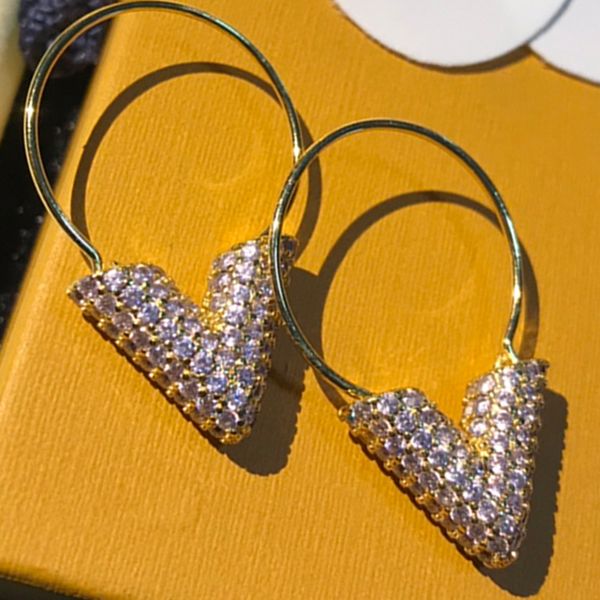 

diamond letter dangle earrings classy gold diamante letter eardrops 925 silver trendy designer jewelry luxury party chic charm ear stud, Golden