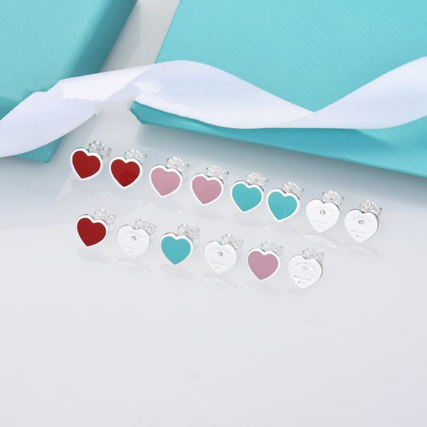 

stud luxury earrings designer earrings diamond girl party gifts white copper s925 silver needle 18k gold heart earrings studs for girlfriend, Golden;silver