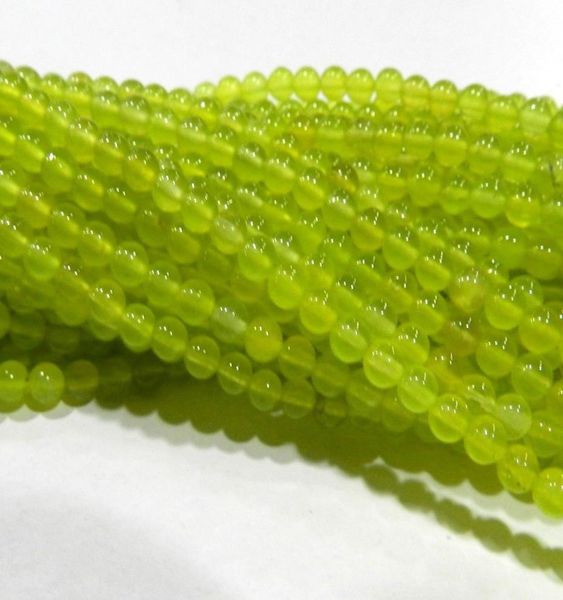 

4mm green peridot gemstone round loose beads 15quot012343868501, Green;white