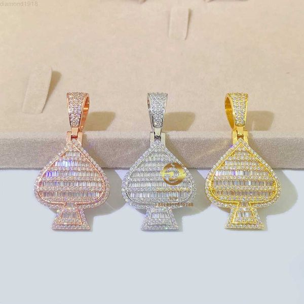 

selling pass diamond tester fashion heart baguette moissanite 925 sterling silver metal women necklace custom silver pendant