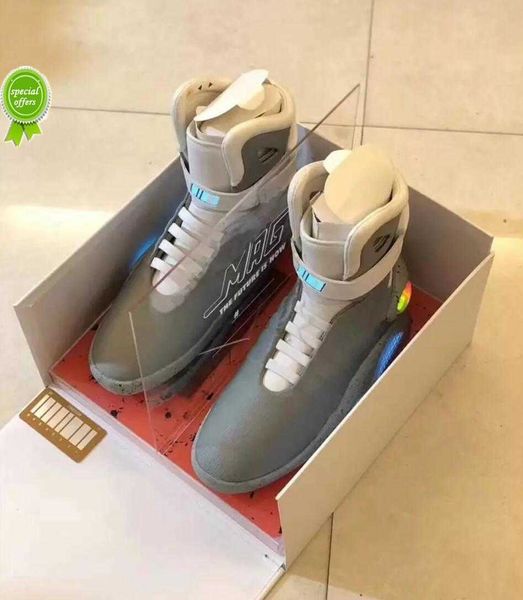 

2023 back to the future air mag sneakers marty mcfly's led shoes glow in dark gray mcflys sneakers size 40-47, Black