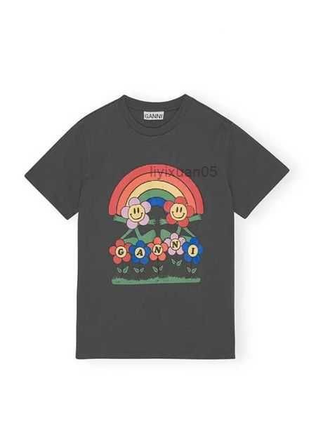 

23ss ganni womens t shirt summer new product ocean series example youth leisure shell print straight round neck short sleeve women cotton fa, White