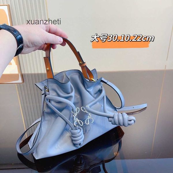 

pleated drawstring outlet fashion cowhide tote designer bag early hands capacity 2023 braised wheat loewcbag spring high bags commuter girl