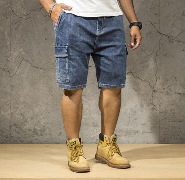 

plus size baggy jeans denim mens shorts casual pants trousers summer fashion male 2021 men039s7267207, Blue