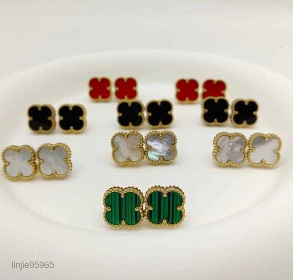 

classics earrings designer van clover stud earing flower charm women ear clip jewelry womam, Golden;silver