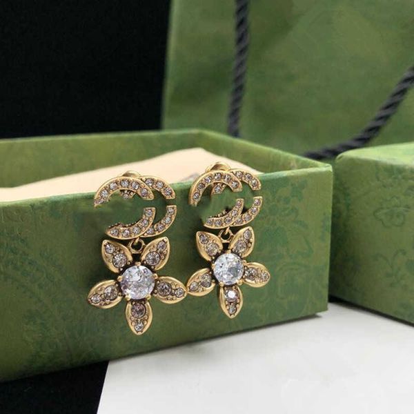 

charm classic alphabet earrings stud earrings charm vintage designer earrings women's pendants jewelry gift box party anniversary, Golden
