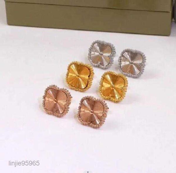 

designer earrings designer stud earrings clover womens fashion 18k gold earring jewelry122, Golden;silver