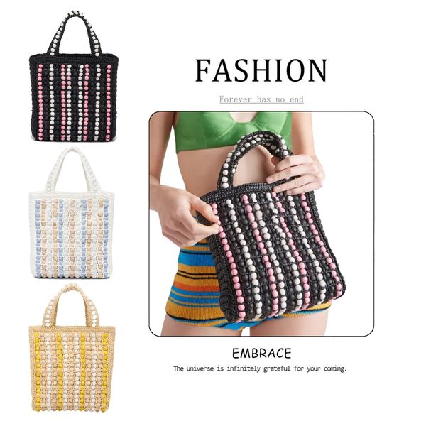 

designer bead basket straw hobo totes bag womens purse mens clutch shoulder hand bags lady luxury summer weave stripe white cross body trave
