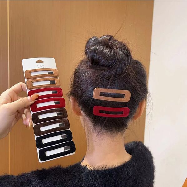 

hair claw clamp flocking bb clip minimalist solid color broken hair clip bangs clip, Slivery;golden