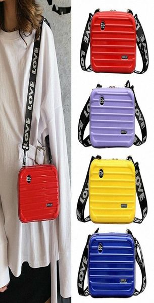 

women mini suitcase shape crossbody bag fashion small shoulder bag with wide letter strap girl clutch handbag 2020 fx8142941