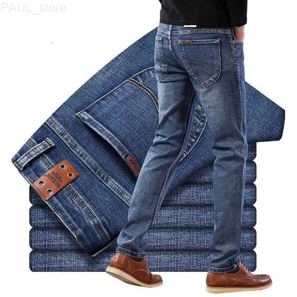 

men's mens jeans sulee brand business stretch slim denim pants casual full 221123 l230724, Blue