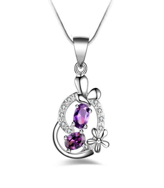 

fashion 925 silver heart purple diamond jewelry 925 silver necklace valentine039s day holiday gifts 2184038