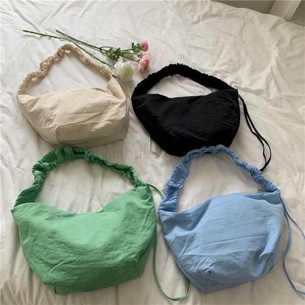 

totes hylhexyr female shoulder bag nylon large dumpling bags pleated shoulder strap handbags ruched trendy purse with zipperstylishdesignerb