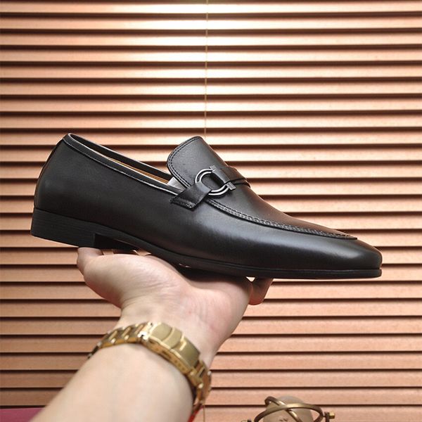 

2023 quality black formal dress shoes for gentle designers men genuine leather shoes round toes mens brand business oxfords loafers size45