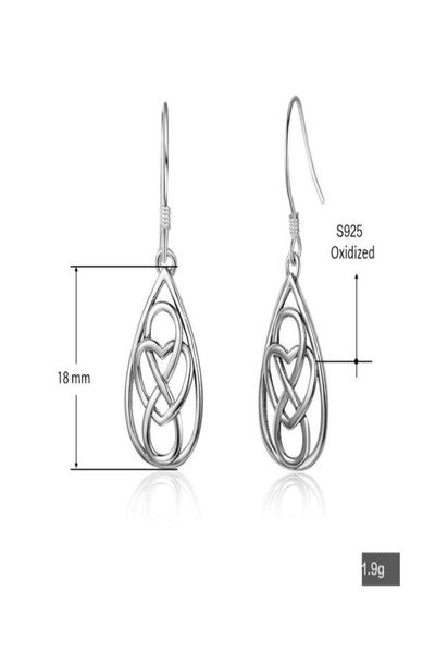 

real 100 925 sterling silver dangle earring waterdrop shaped charms heart and infinite engagement women gift whole4010499
