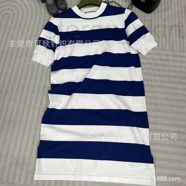 

basic & casual dresses designer g letter embroidered round neck striped short sleeve dress 2023 summer new cotton loose 2qmq, Black;gray