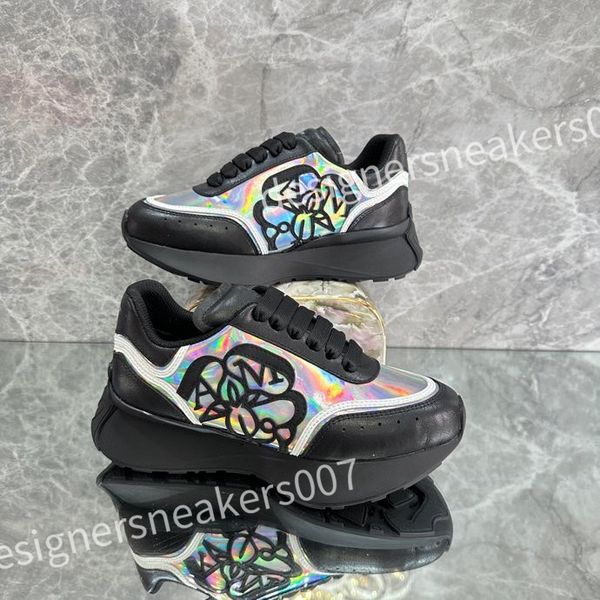 

2023 new luxurys designer women mens casual shoe fashion genuine leather mixed color woman trainers sneakers flats loafers female footwear x, Black