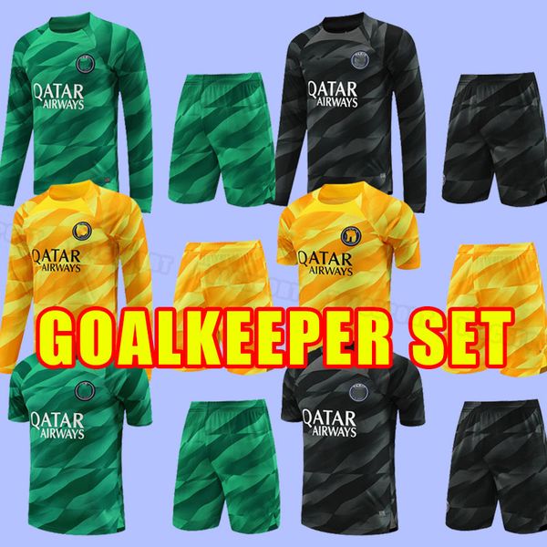 

goalkeeper kits 2023 2024 soccer jerseys maillot de foot mbappe hakimi marquinhos verratti football shirt sergio ramos fabian psgs long+shor, Black;yellow