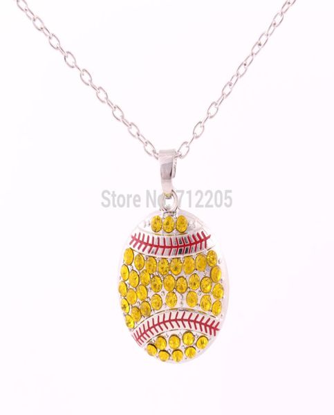 

fans collection 10pcs a lot rhodium plated round floating enimal softball pendant sports necklace6944139, Silver
