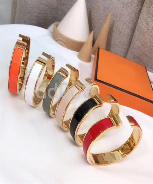 

classic bangle h designer bracelet jewlery enamel stainless steel bracelets designer for women luxury mens bracelets silver gold b7004507, Black