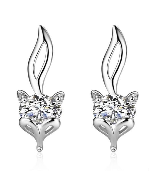

exquisite silver stud earrings cute fox gold plated silver earring girls cuff ear jewelry gift screw back whole fox earrings7134788, Golden;silver