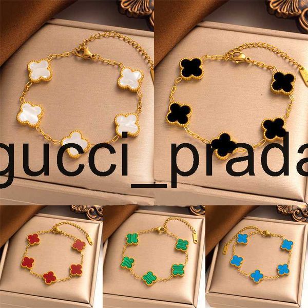 

18k gold plated classic fashion charm bracelet four-leaf clover designer jewelry elegant mother-of-pearl bracelets for women and men high qu, Golden;silver