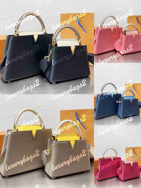 

7a capucines tote bag luxurys designers shoulder bags double color matching 27cm 20cm genuine leather cowhide 5 colors designer totes bag