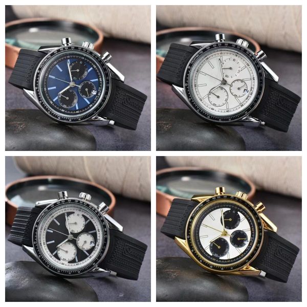 

designer moon watch man mens watch designer luxury mens watches six stitches mineral reinforced glass mirrorbrand chronograph clock stainles, Slivery;brown