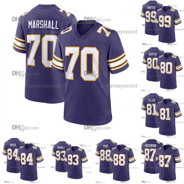

minnesota 70 jim marshall viking purple classic football jersey john randle cris carter carl eller randy moss t.j. hockenson alan page danie, Black;red