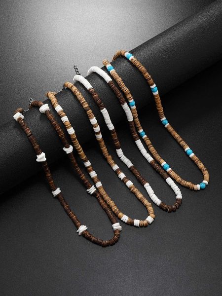 

men's accessories 4pcs/set men's beaded coconut shell necklace, Silver