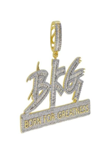 

chains 2021 rock punk men jewelry hip hop full iced out bling 5a baguette zirconia born for greatness pendant 24 inch rope chain1249010, Silver