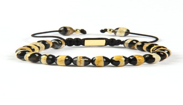 

new fashion jewelry whole 10pcslot 8mm natural dzi eye stone beads religious meditation macrame bracelet4078710, Golden;silver