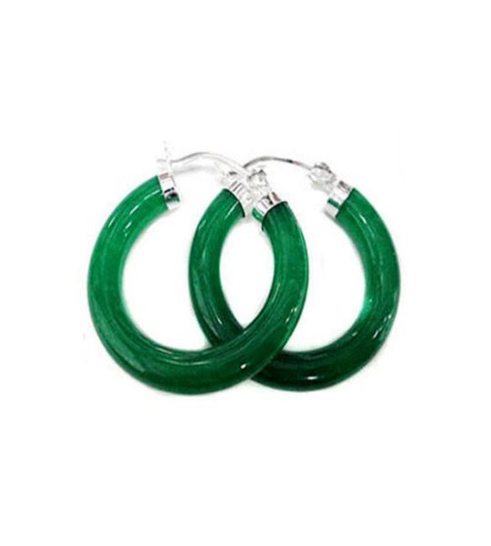 

whole natural stone green jade 925 silver fashion earring 1pair for lady6630723, Golden