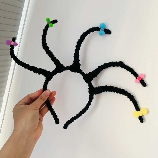 

little demon girl mona hair band cute twist stick fried hair braid black funny halloween party funny dress up, Black;brown