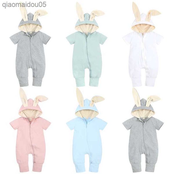 

multibuy promo baby girls boys clothing hoodies romper easter come rabbit bunny shorts sleeve sleepsuit bodysuit for newborn l230712, Blue