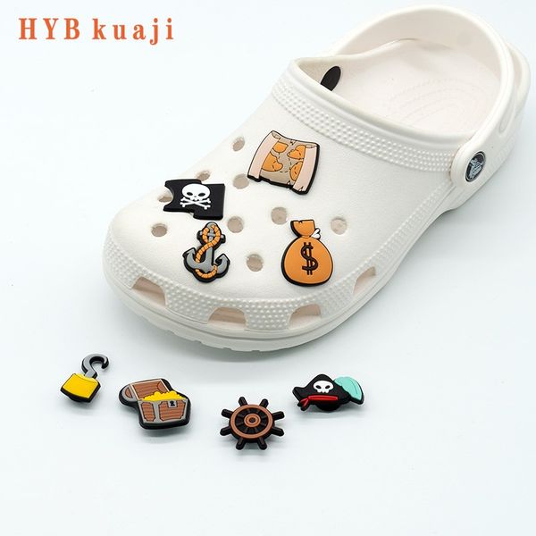 

hybkuaji sailing pirate theme shoe charms wholesale adventure sea shoes decorations shoe clips pvc buckles for shoes, White;pink