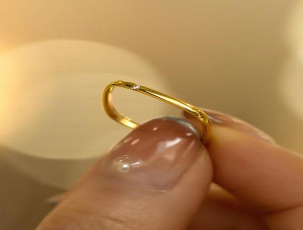 

s925 silver luxurious quality square band ring with one sparkly diamond in real gold plated for women wedding jewelry gift 6349819, Golden;silver