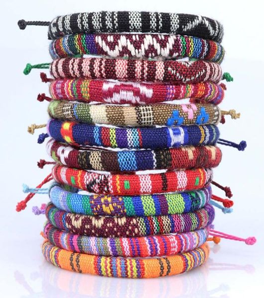 

26 colors colorful bohemia fabric charm bracelets handmade line bracelet lucky friendship hand strap mixed whole1693680, Golden;silver