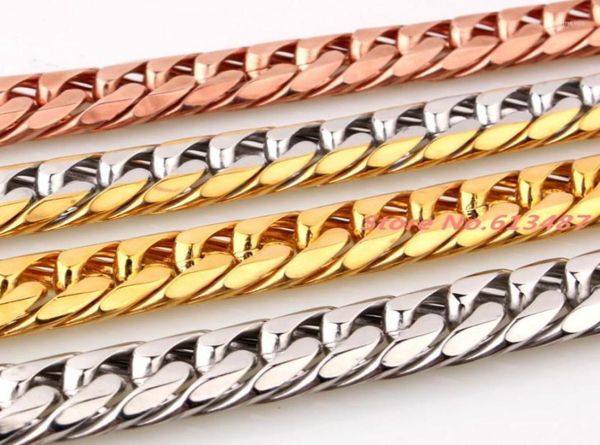 

740quot customed size heavy 316l stainless steel silvergoldrose gold color curb cuban chain mens necklacebracele2875610, Silver