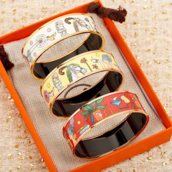 

enamel clic bangle for women charm bracelets rabbit horse 20mm enamel cuff new arrival, Golden;silver