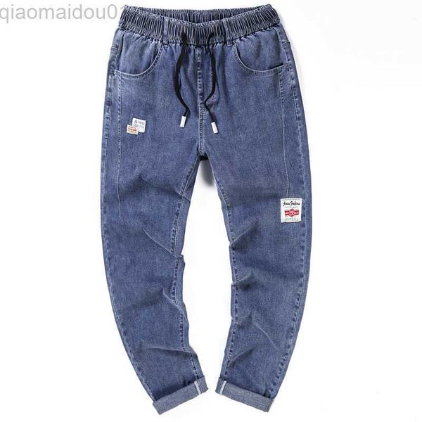 

men's jeans 10xl 9xl 8xl 7xl summer men's harem jeans plus size pants fashion drawstring patchwork light blue trousers oversize st