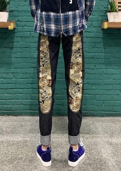 

2021 latest jeans men039s slim fit straight tube loose middle waist holed jeans pants retro color men039s jeans7111698, Blue