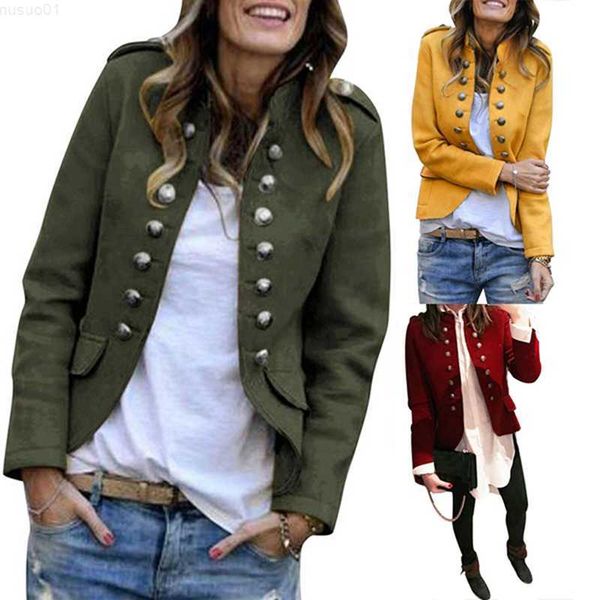 

women's suits blazers blazer women jackets long sleeve row buckle self-cultivation small suit loose yellow red coat pattern style femme, White;black