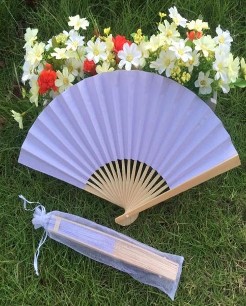

50pcslot diy customer039s own logo white paper folding fan bridal039s hand fan for wedding3484662