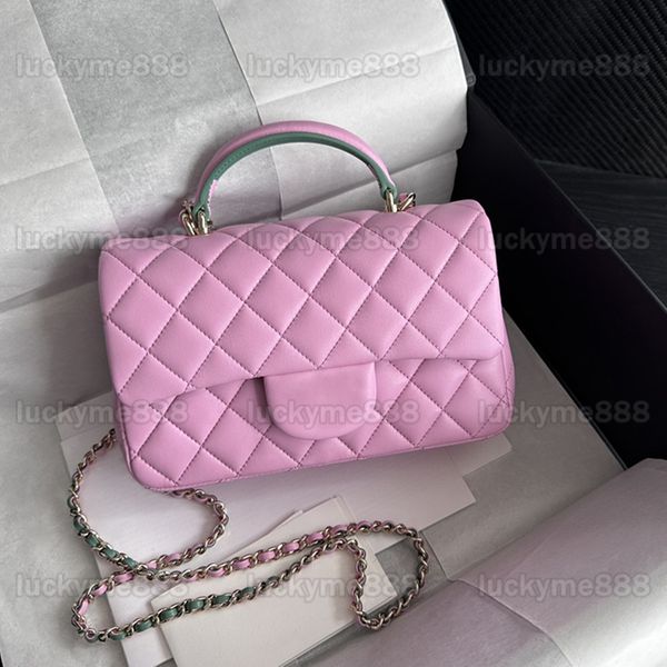 

10a mirror quality designers classic flap handle bags mini 20cm women lambskin quilted purse luxurys handbags crossbody black shoulder chain