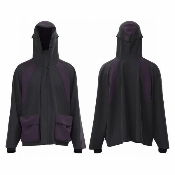 

fashion designer men's womens' jackets high street niche trendy brand men's fashionable waterproof outdoor jacket purple camp, Black;brown