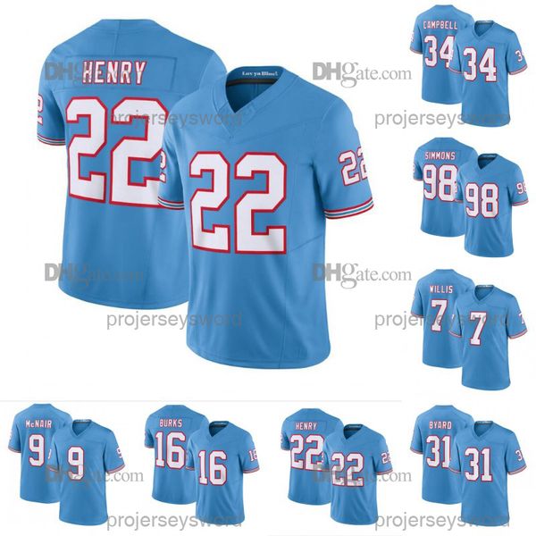 

tennessee derrick henry titan oilers throwback jersey kevin byard jeffery simmons warren moon malik willis steve mcnair treylon burks ryan t, Black;red