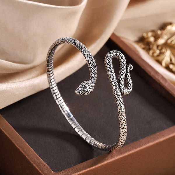 

sterling silver shape personality temperament dominant trend animal snake cool style bracelet, Golden;silver